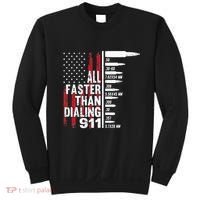 All Faster Than Dialing 911 American Flag Gun Lover Sweatshirt thumb 0