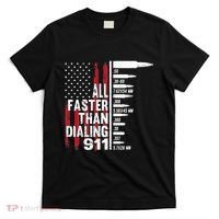 All Faster Than Dialing 911 American Flag Gun Lover T-Shirt thumb 0