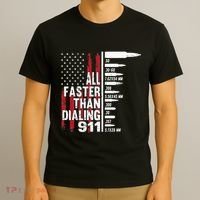 All Faster Than Dialing 911 American Flag Gun Lover T-Shirt thumb 3