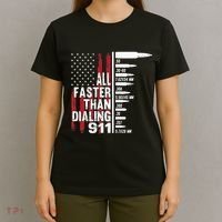 All Faster Than Dialing 911 American Flag Gun Lover T-Shirt thumb 4