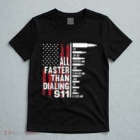 All Faster Than Dialing 911 American Flag Gun Lover T-Shirt thumb 5