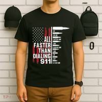 All Faster Than Dialing 911 American Flag Gun Lover T-Shirt thumb 6