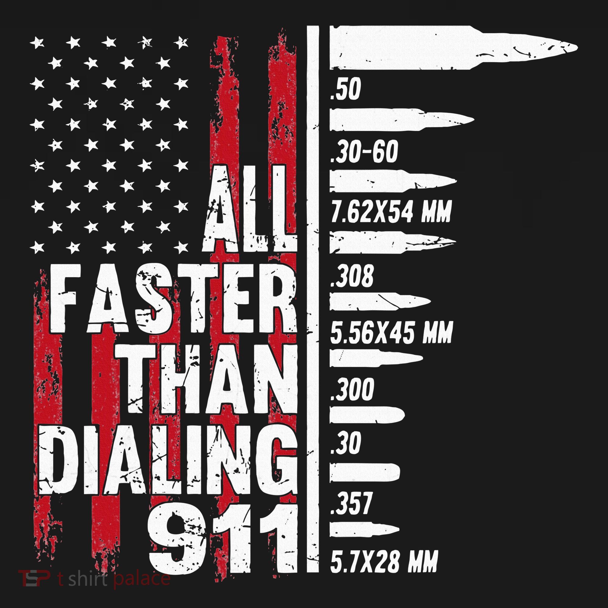 All Faster Than Dialing 911 American Flag Gun Lover Button