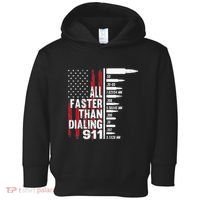 All Faster Than Dialing 911 American Flag Gun Lover Toddler Hoodie thumb 0