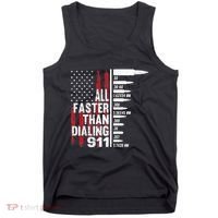 All Faster Than Dialing 911 American Flag Gun Lover Tank Top thumb 0
