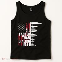All Faster Than Dialing 911 American Flag Gun Lover Tank Top thumb 2