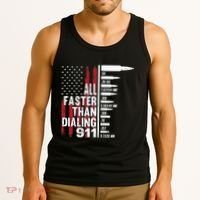 All Faster Than Dialing 911 American Flag Gun Lover Tank Top thumb 3