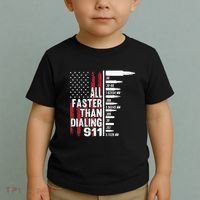 All Faster Than Dialing 911 American Flag Gun Lover Toddler T-Shirt thumb 2