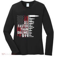 All Faster Than Dialing 911 American Flag Gun Lover Women's Long Sleeve Shirt thumb 0