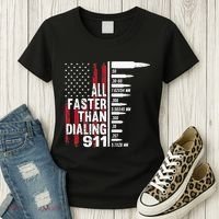 All Faster Than Dialing 911 American Flag Gun Lover Women's T-Shirt thumb 3