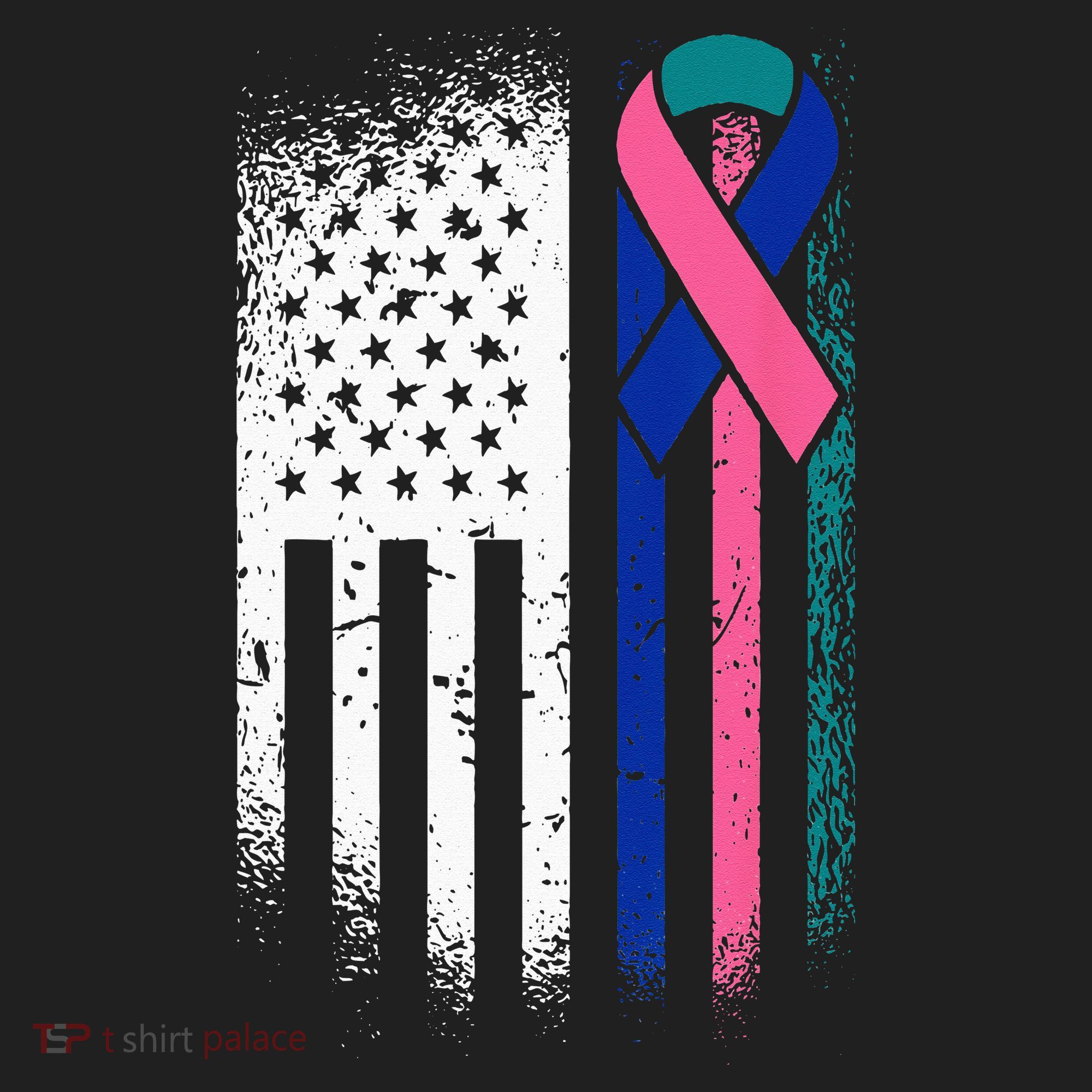 American Flag Thyroid Cancer Awareness Ribbon USA Warrior Beanie