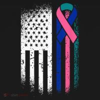 American Flag Thyroid Cancer Awareness Ribbon USA Warrior Polo thumb 3