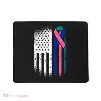 American Flag Thyroid Cancer Awareness Ribbon USA Warrior Mousepad thumb 0
