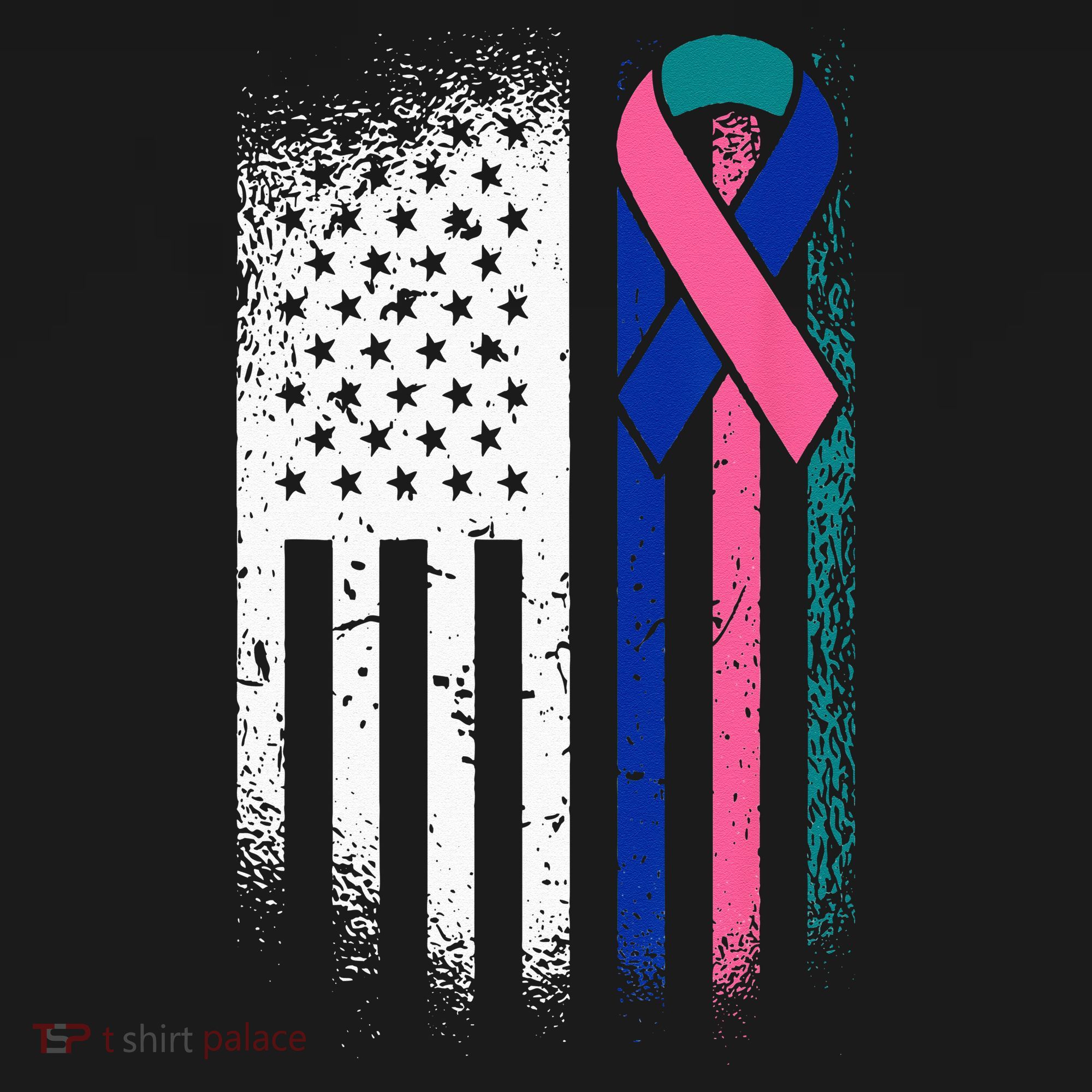 American Flag Thyroid Cancer Awareness Ribbon USA Warrior Women's Tank Top