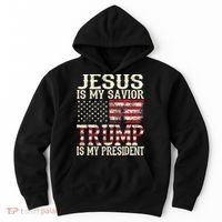 American Flag Tee Jesus Is My Savior Trump Is My President Hoodie thumb 0