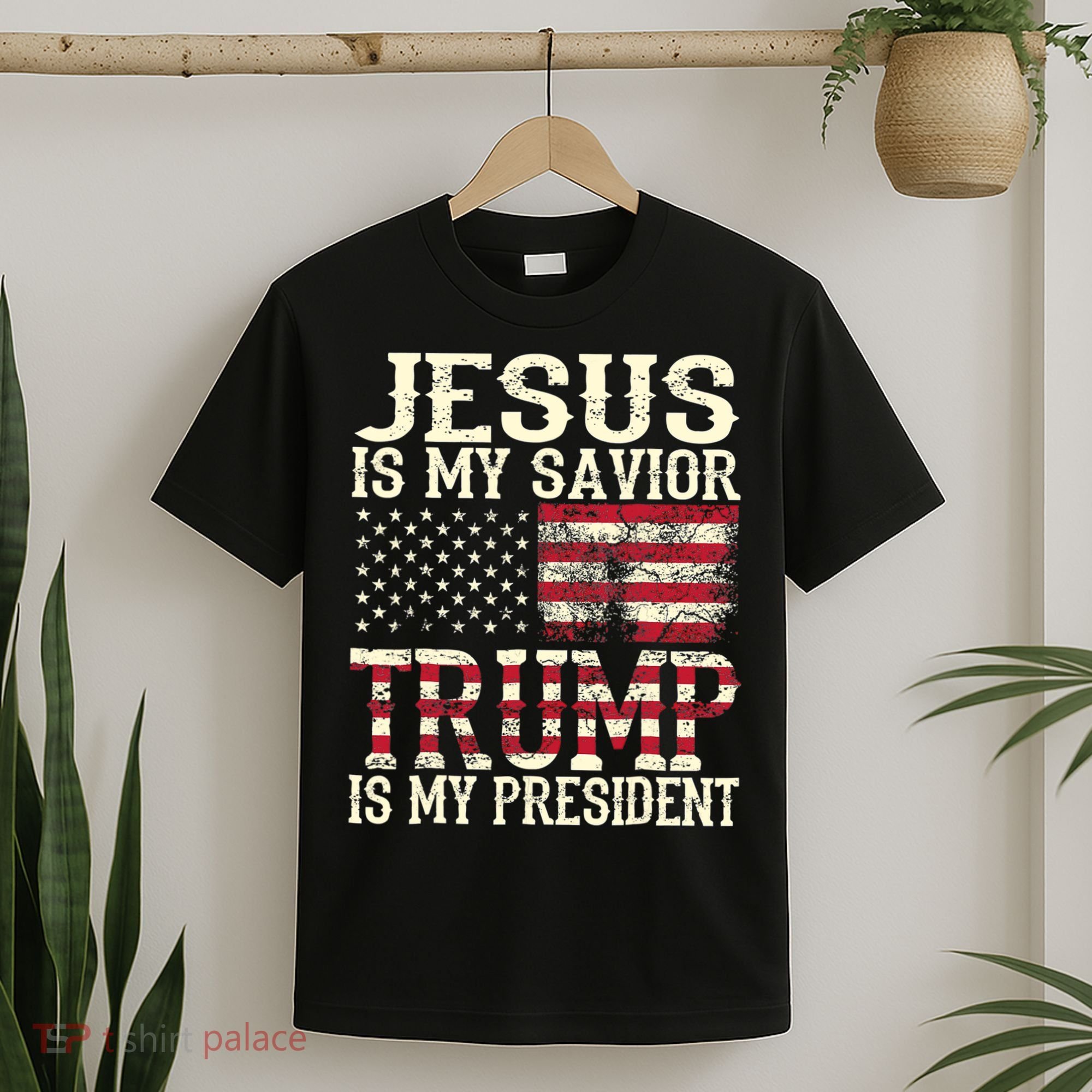 American Flag Tee Jesus Is My Savior Trump Is My President T-Shirt