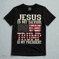 American Flag Tee Jesus Is My Savior Trump Is My President T-Shirt thumb 5