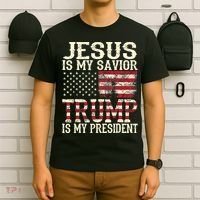American Flag Tee Jesus Is My Savior Trump Is My President T-Shirt thumb 6