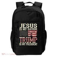 American Flag Tee Jesus Is My Savior Trump Is My President Backpack thumb 0