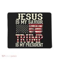 American Flag Tee Jesus Is My Savior Trump Is My President Mousepad thumb 0