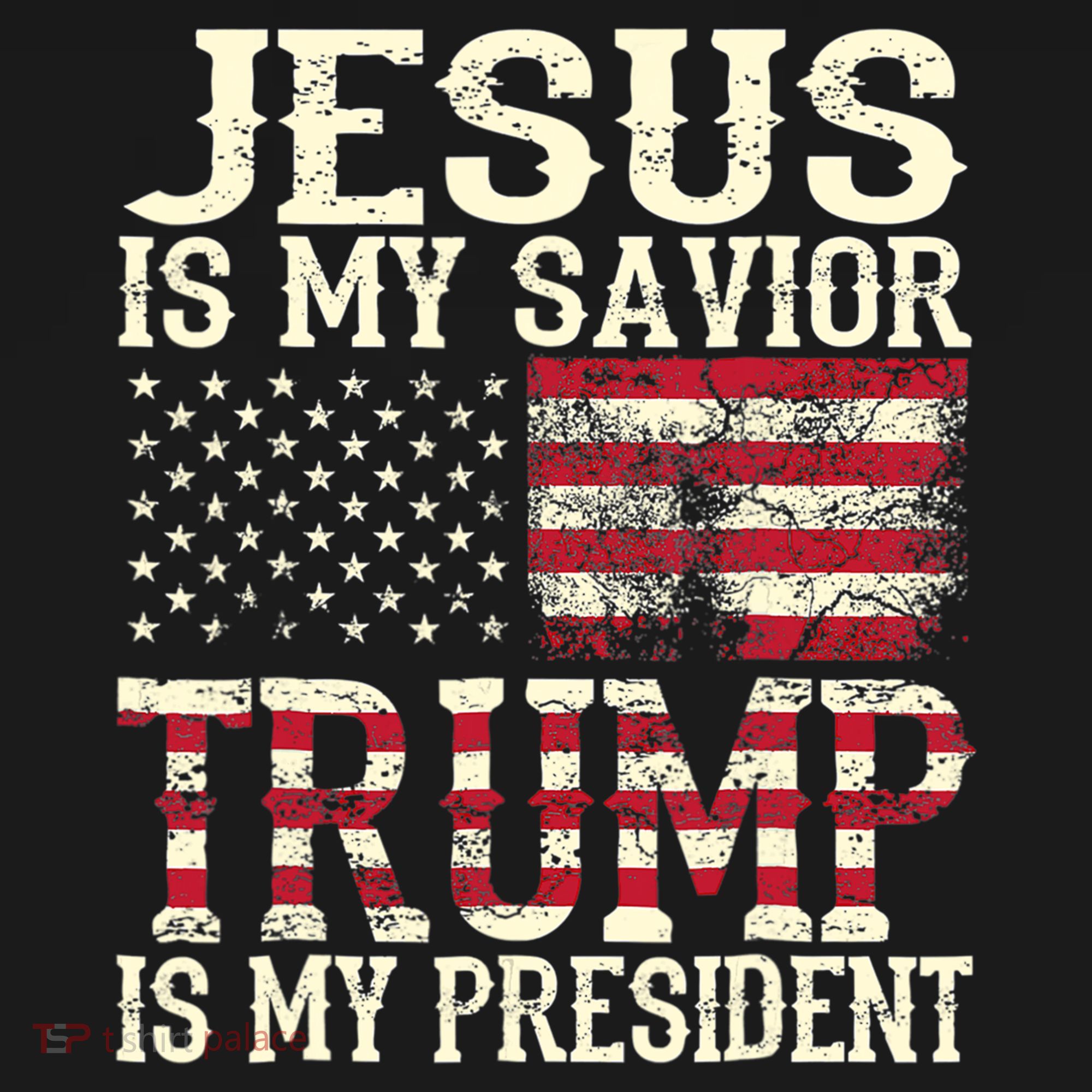 American Flag Tee Jesus Is My Savior Trump Is My President Youth Performance Sprint T-Shirt
