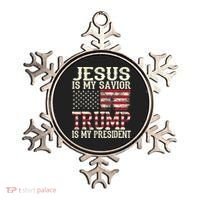 American Flag Tee Jesus Is My Savior Trump Is My President Ornament thumb 0