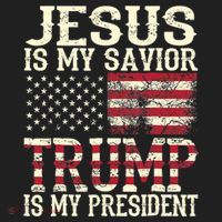 American Flag Tee Jesus Is My Savior Trump Is My President Golf Towel thumb 3