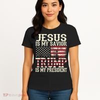 American Flag Tee Jesus Is My Savior Trump Is My President Women's T-Shirt thumb 4