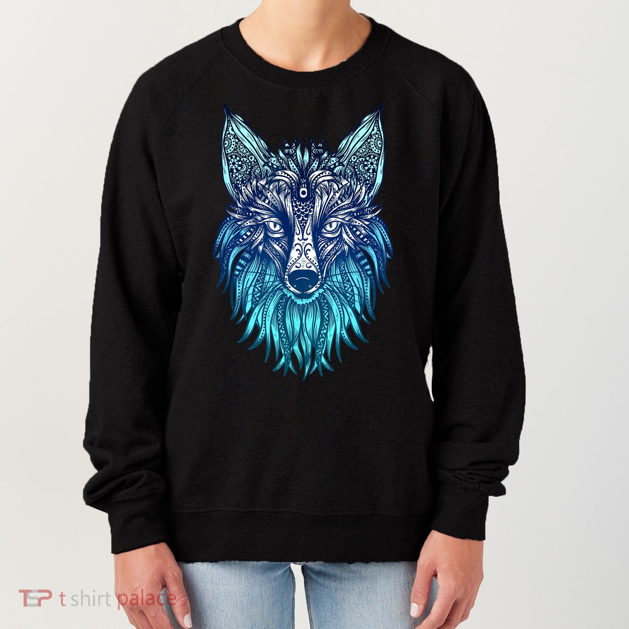 Arctic Fox Tribal Face Ornaments Antarctica Animal Fox Women's Sweatshirt