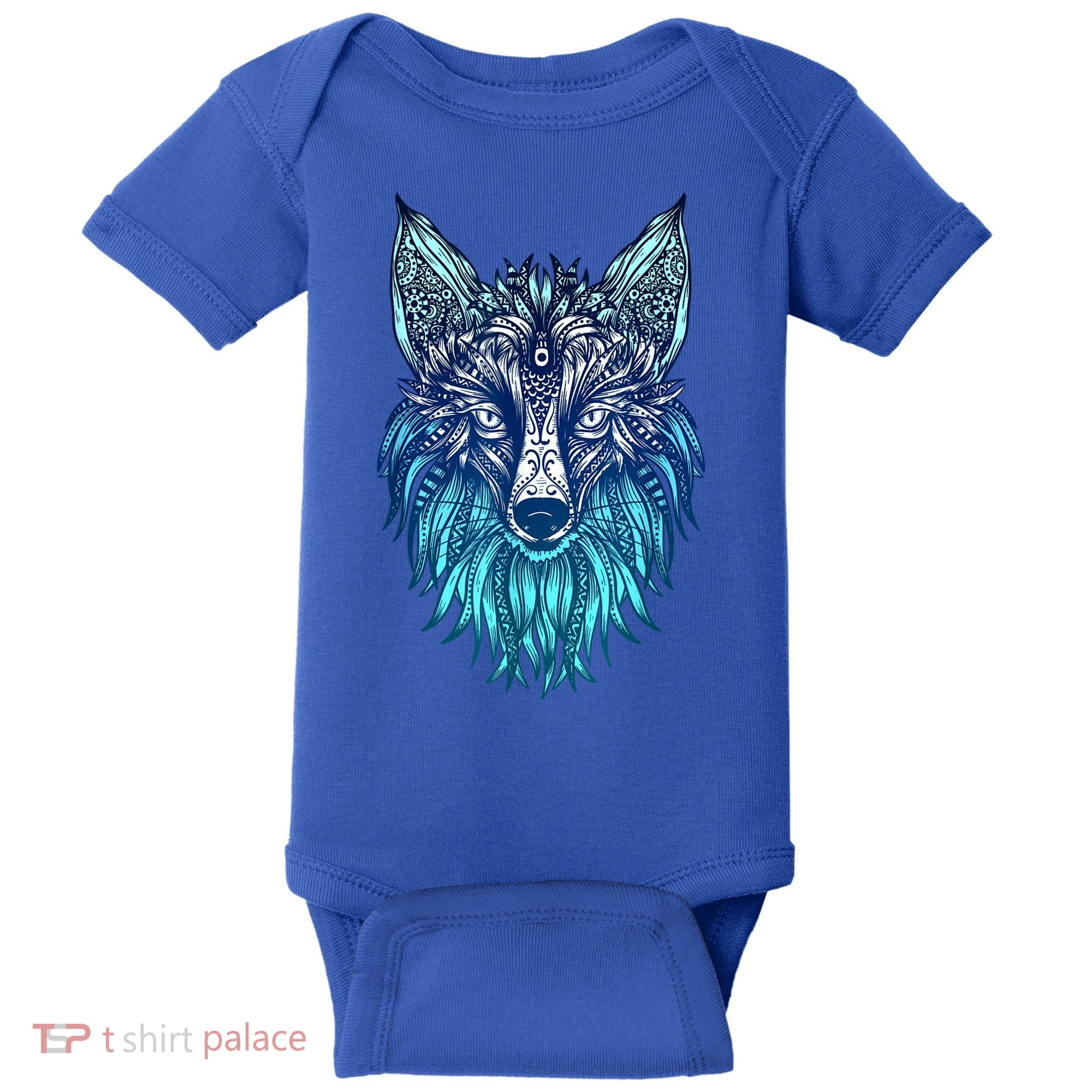 Arctic Fox Tribal Face Ornaments Antarctica Animal Fox Baby Bodysuit