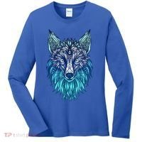 Arctic Fox Tribal Face Ornaments Antarctica Animal Fox Women's Long Sleeve Shirt thumb 0