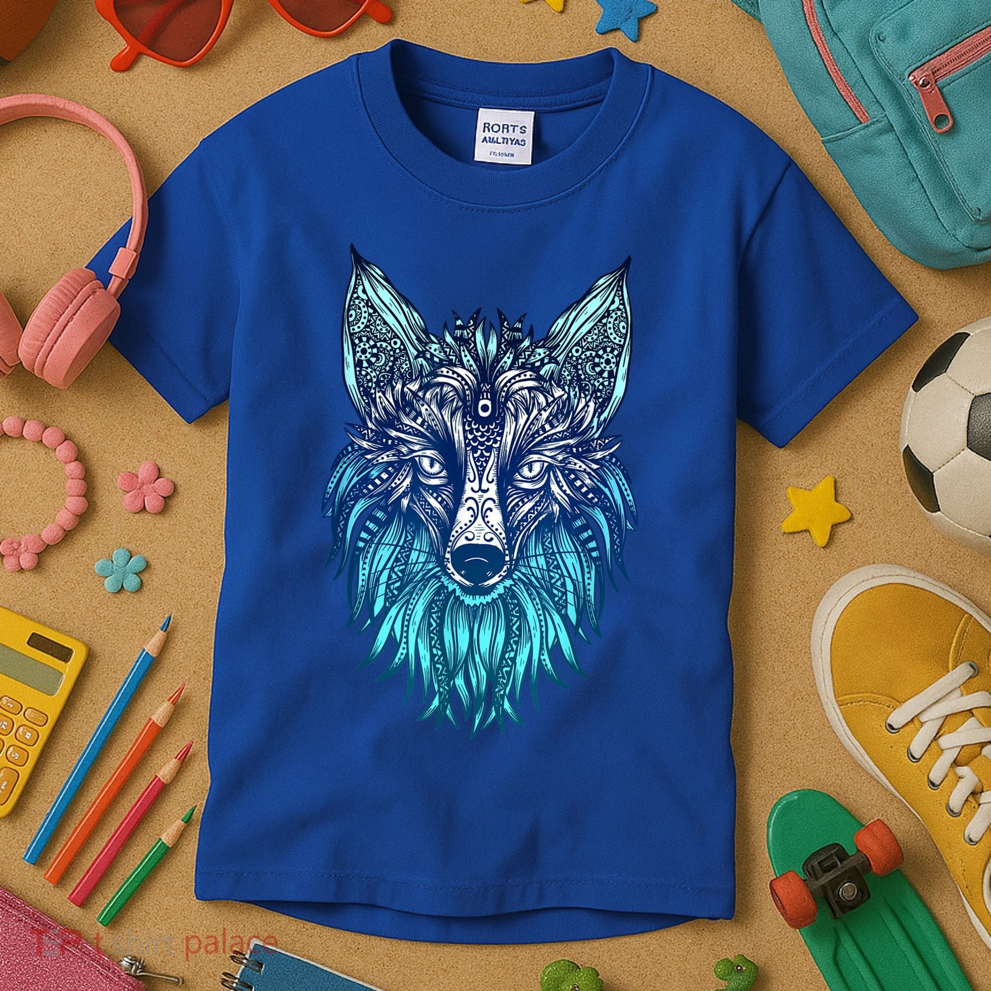 Arctic Fox Tribal Face Ornaments Antarctica Animal Fox Kids T-Shirt