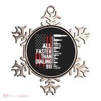 All Faster Than Dialing 911 American Flag Funny Gun Owner Gift Ornament thumb 0