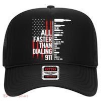 All Faster Than Dialing 911 American Flag Funny Gun Owner Gift Hat thumb 0