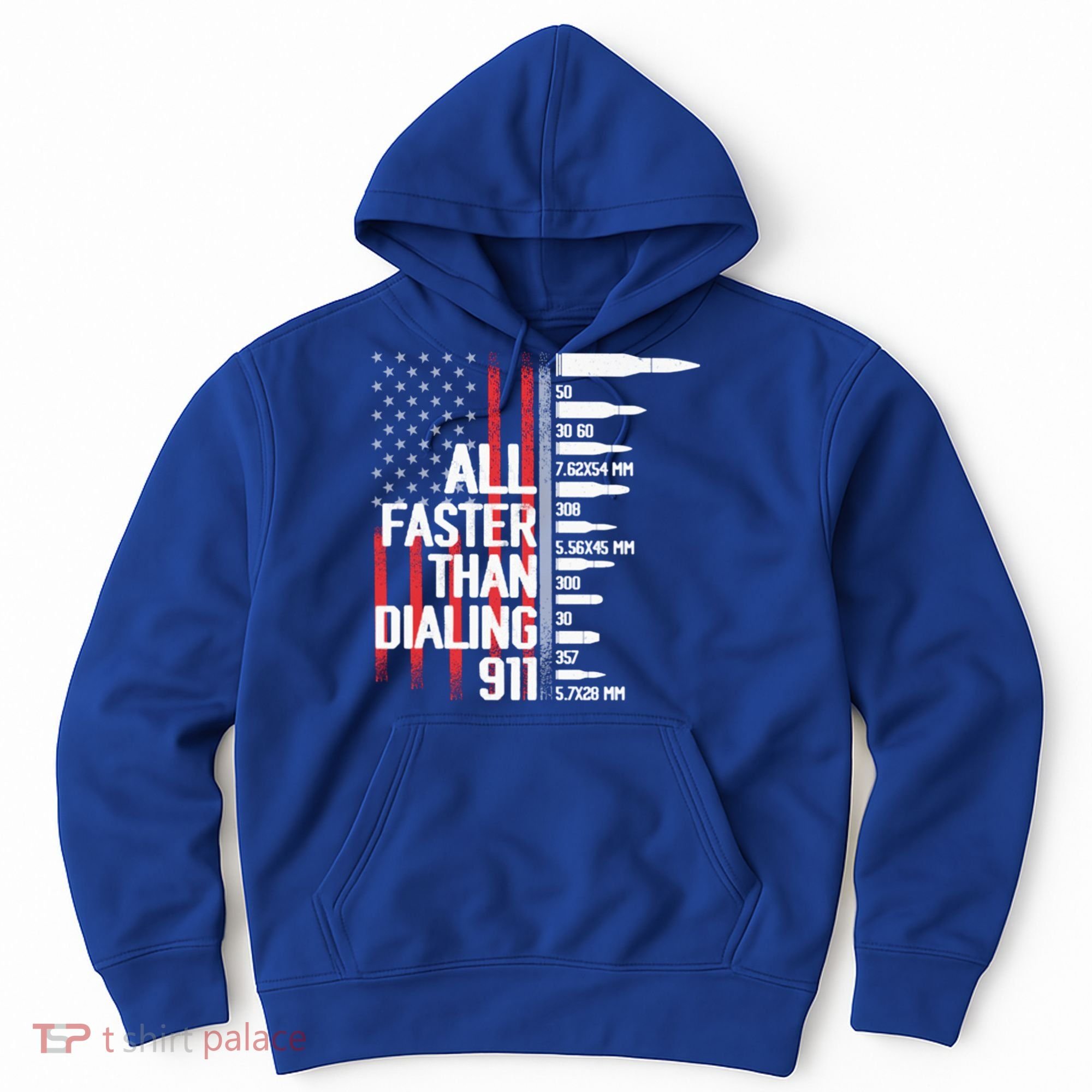 All Faster Than Dialing 911 American Flag Funny Gun Owner Gift Hoodie
