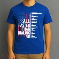 All Faster Than Dialing 911 American Flag Funny Gun Owner Gift T-Shirt thumb 3