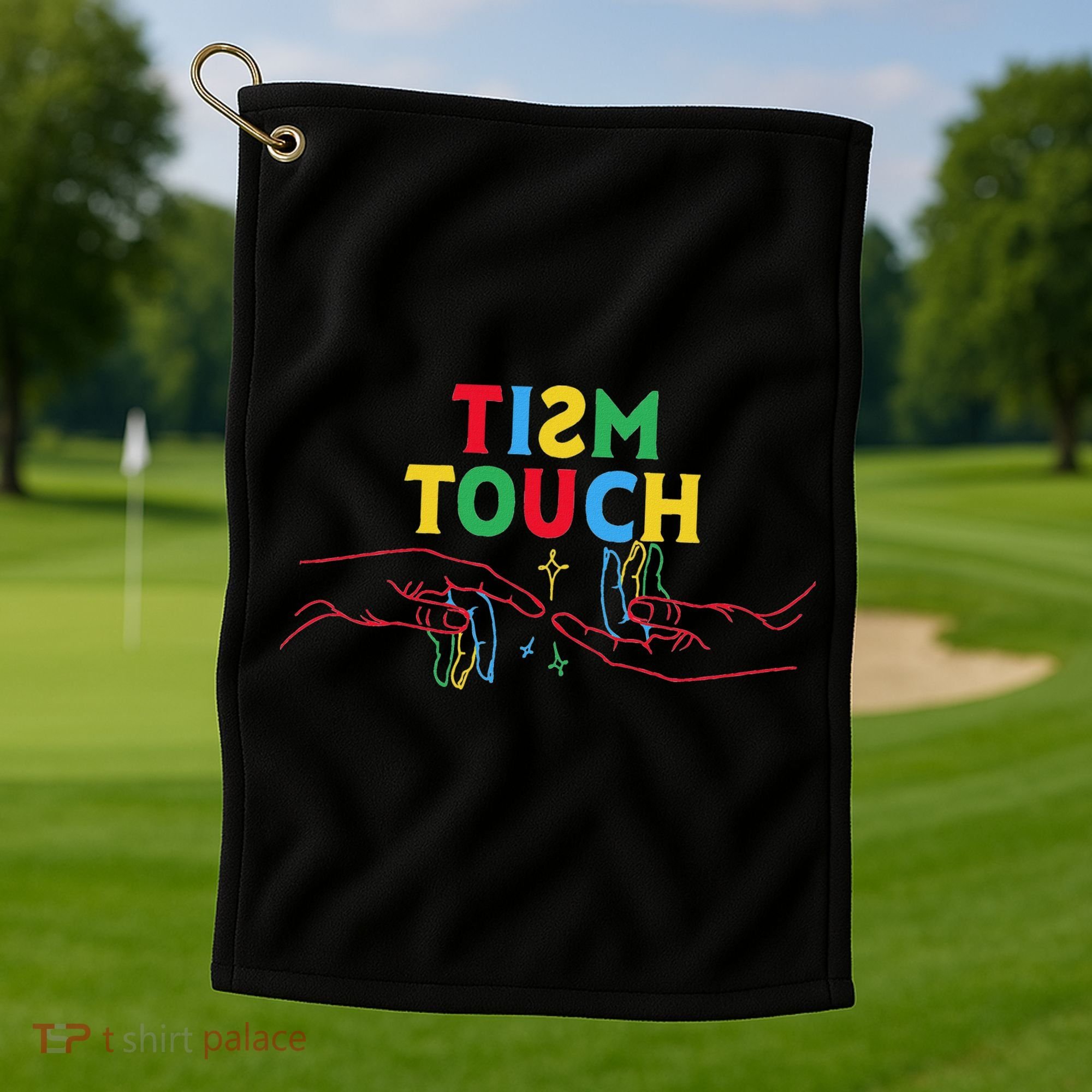 Autism Funny Tism Touch Autistic Meme Autism Awareness Golf Towel