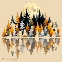Autumn Forest Trees & Moon Reflection Outdoor Nature Lover Long Sleeve  Tote Bag thumb 4