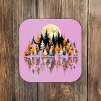 Autumn Forest Trees & Moon Reflection Outdoor Nature Lover Long Sleeve  Coaster thumb 0