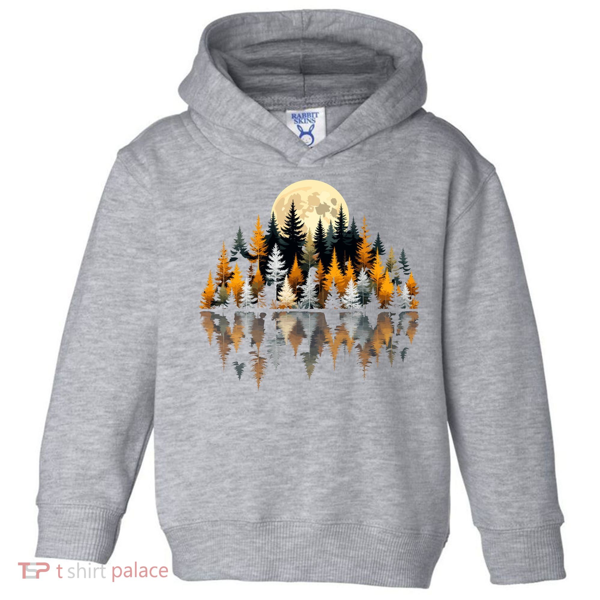 Autumn Forest Trees & Moon Reflection Outdoor Nature Lover Long Sleeve  Toddler Hoodie