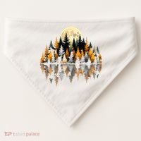 Autumn Forest Trees & Moon Reflection Outdoor Nature Lover Long Sleeve  USA-Made Doggie Bandana thumb 0