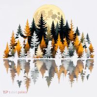 Autumn Forest Trees & Moon Reflection Outdoor Nature Lover Long Sleeve  Sweatshirt thumb 3