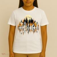 Autumn Forest Trees & Moon Reflection Outdoor Nature Lover Long Sleeve  T-Shirt thumb 4