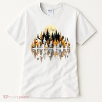 Autumn Forest Trees & Moon Reflection Outdoor Nature Lover Long Sleeve  Tall T-Shirt thumb 0