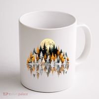 Autumn Forest Trees & Moon Reflection Outdoor Nature Lover Long Sleeve  Coffee Mug thumb 1