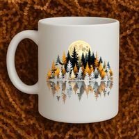 Autumn Forest Trees & Moon Reflection Outdoor Nature Lover Long Sleeve  Coffee Mug thumb 2