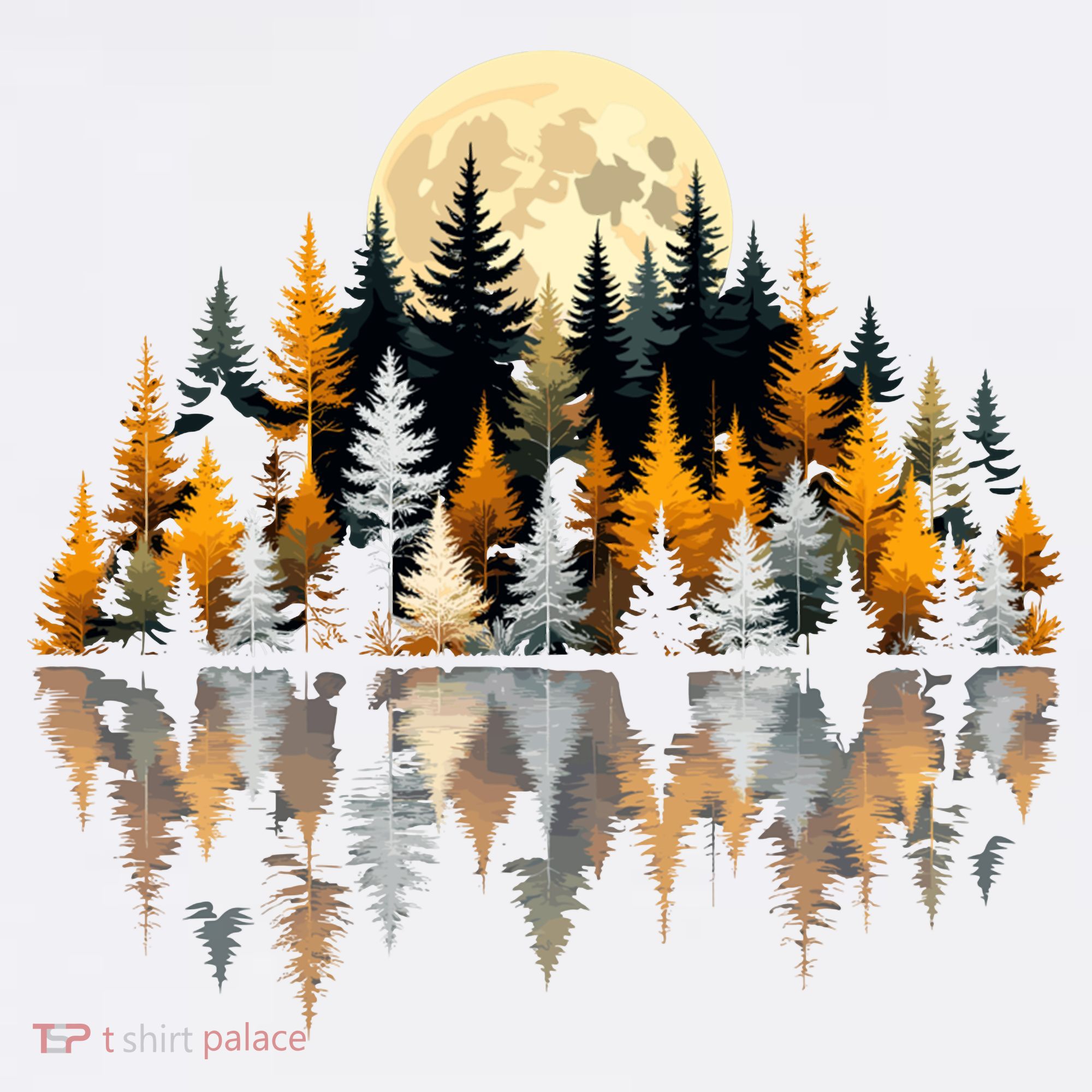 Autumn Forest Trees & Moon Reflection Outdoor Nature Lover Long Sleeve  Women's Hoodie
