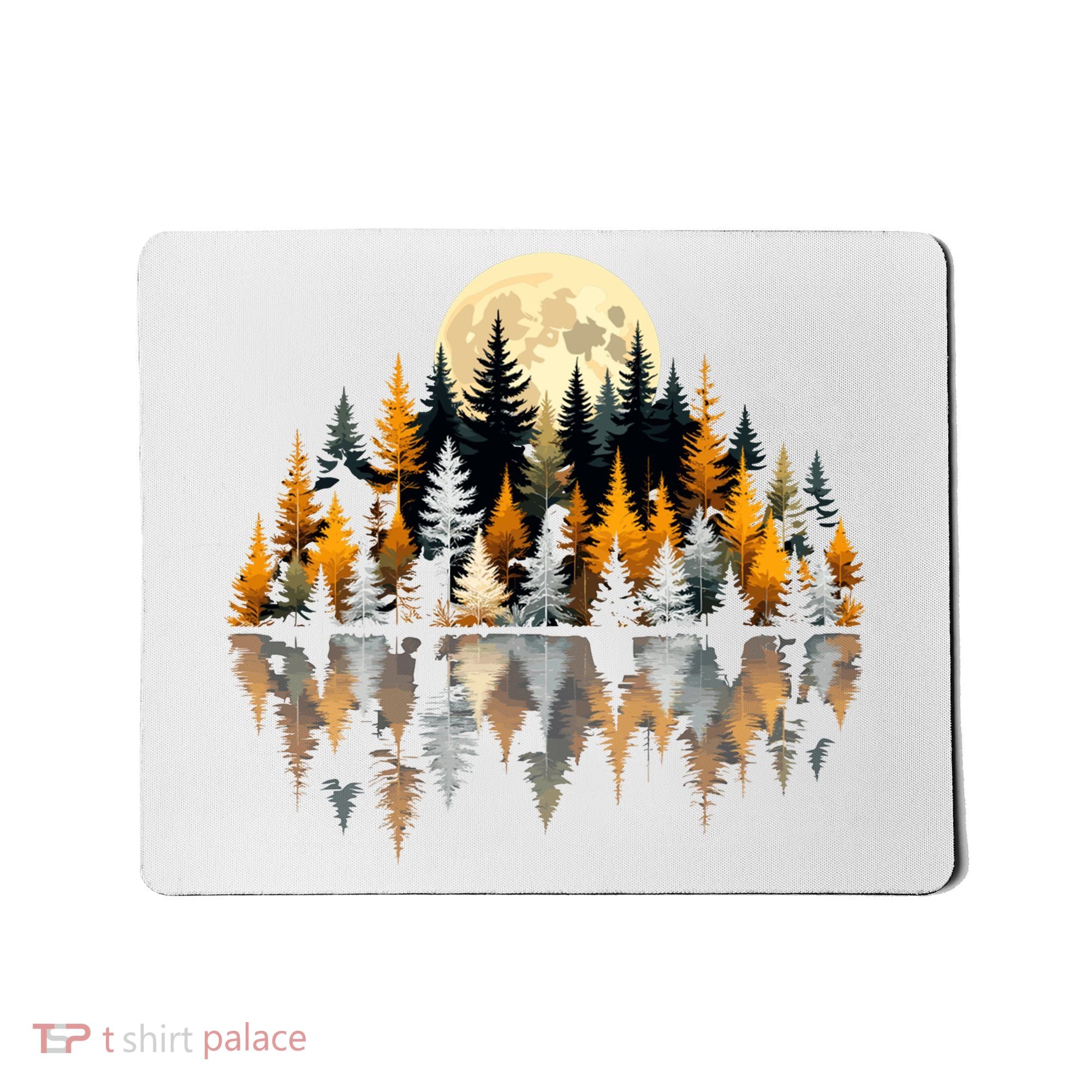 Autumn Forest Trees & Moon Reflection Outdoor Nature Lover Long Sleeve  Mousepad