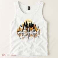 Autumn Forest Trees & Moon Reflection Outdoor Nature Lover Long Sleeve  Tank Top thumb 2