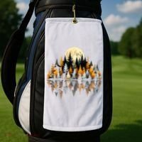 Autumn Forest Trees & Moon Reflection Outdoor Nature Lover Long Sleeve  Golf Towel thumb 2